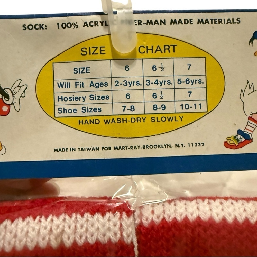 Vintage Mickey Mouse Club Slipper Socks Walt Disney Productions Red/White/Blue 6 - Picture 5 of 6
